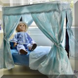 Y02. American Girl doll and canopy bed. 